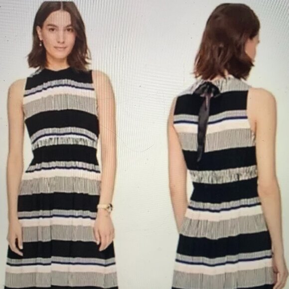 Kate Spade Bay Stripe Tie Back Black Pink Dress Size 2 - Picture 1 of 7